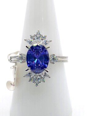 Ring Bomb Party Ring # 3018, size 9, Amethyst Cubic Zirconia